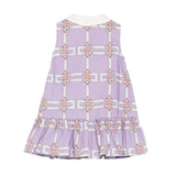 Elisabetta Franchi La Mia Bambina Set Abito e Pantalonicini  Lilla con Motivo Catene Avorio per Neonate