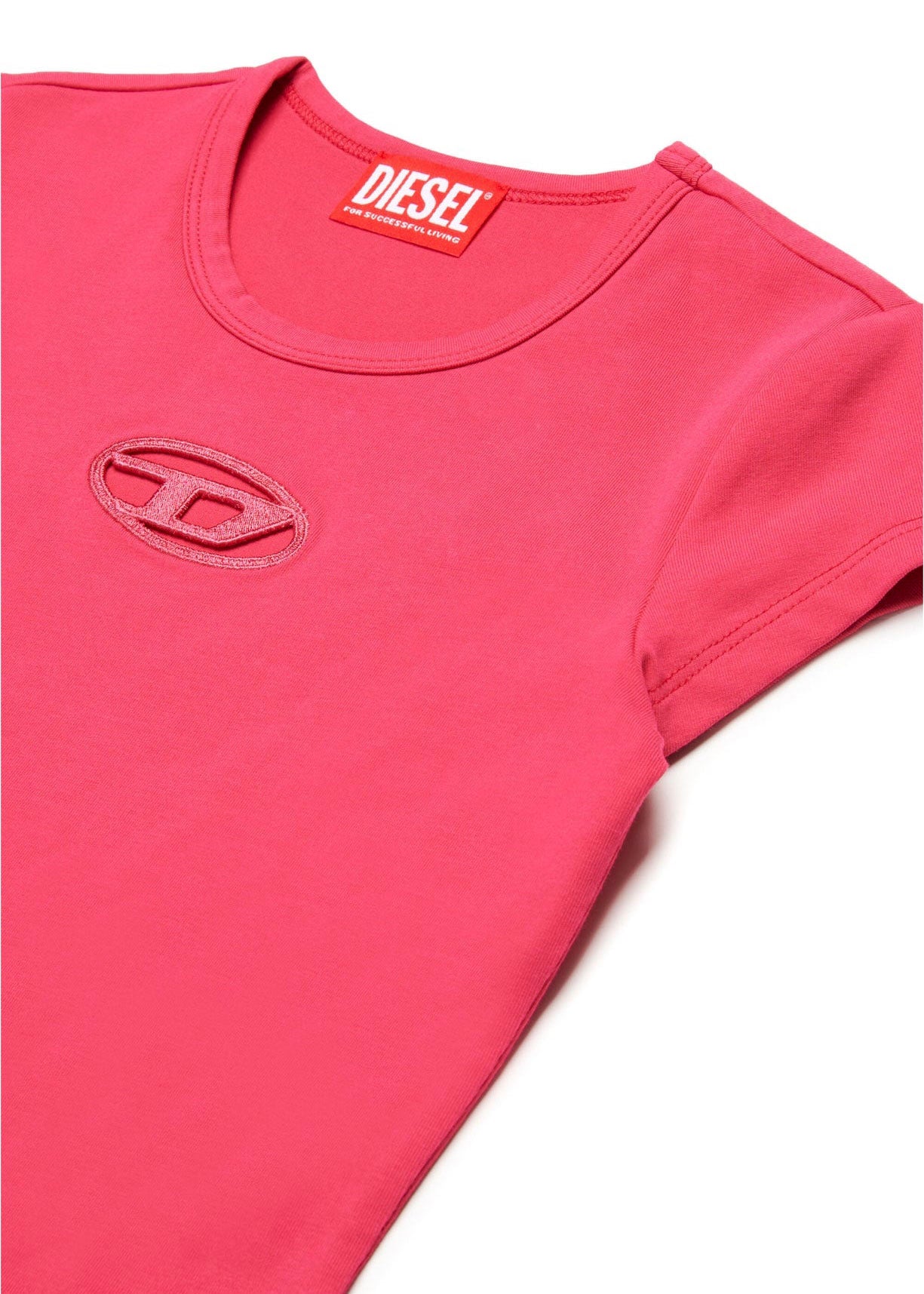 Diesel Kids T-Shirt Fucsia con Logo Oval D per Bambine