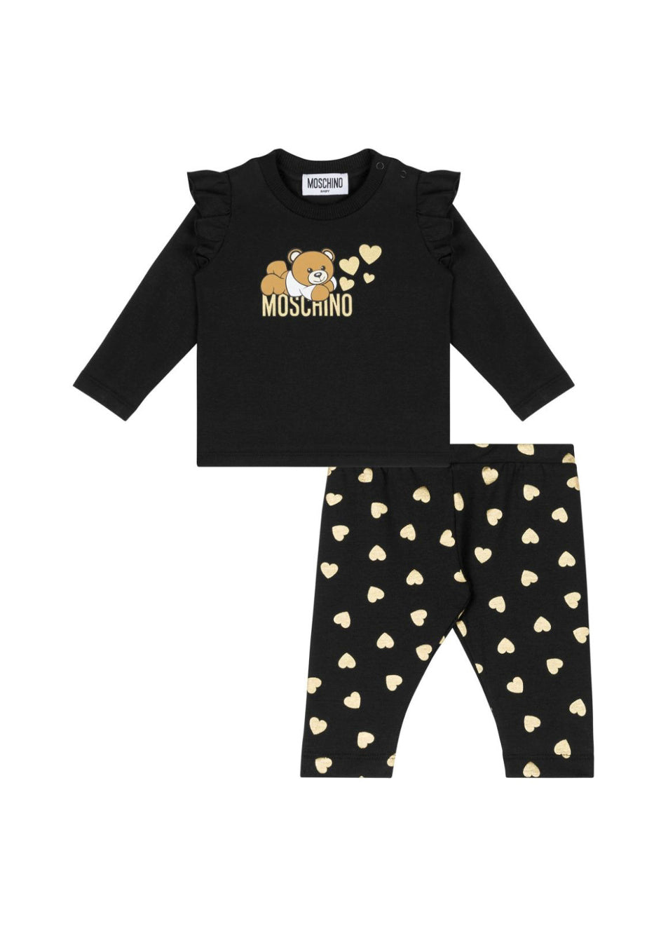 Moschino Kids Completo Blusa Con Stampa con Leggings Neri con Stampa per Neonate