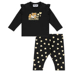 Moschino Kids Completo Blusa Con Stampa con Leggings Neri con Stampa per Neonate