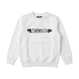 Moschino Kids Felpa Girocollo Bianca Unisex con Logo a Pennellata per Bambini