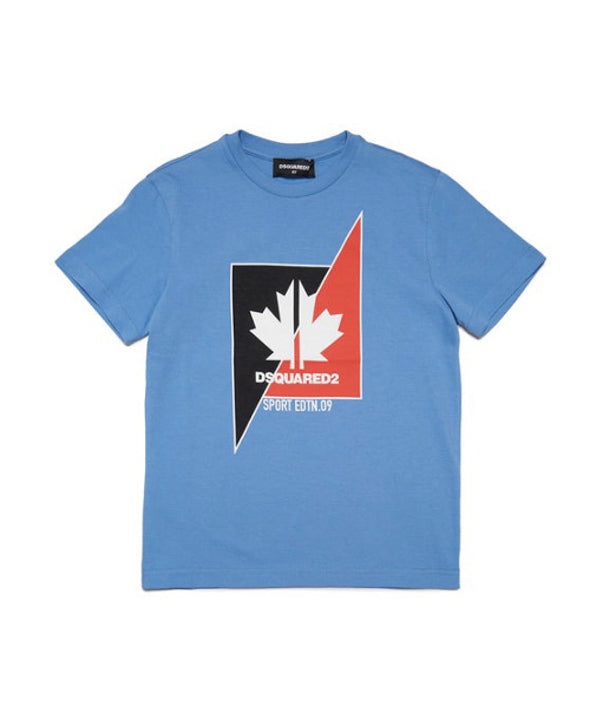 Dsquared2 Kids T-shirt Celeste con Grafica Leaf per Bambini