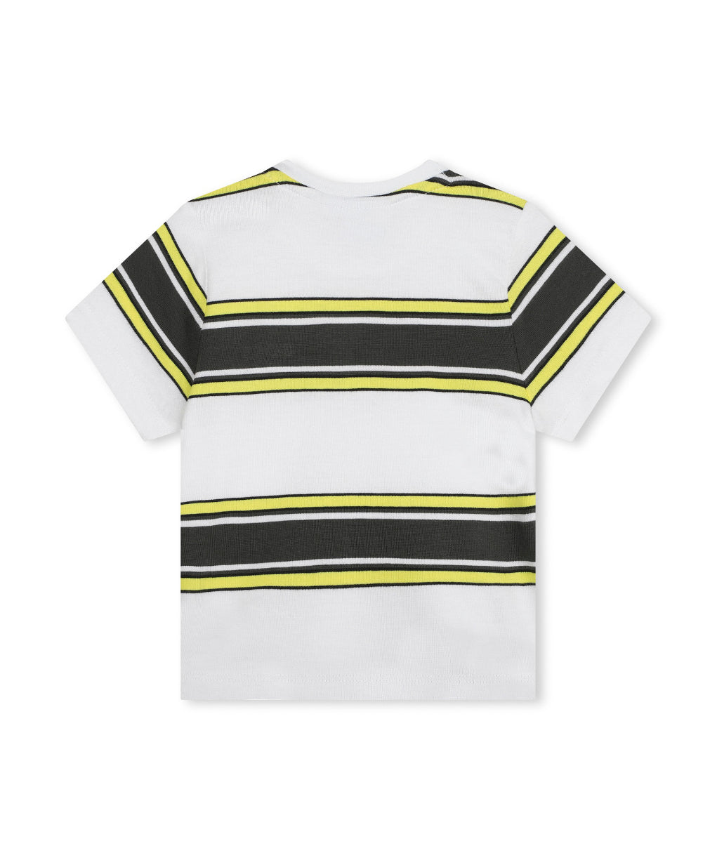 Boss Kids T-Shirt Bianca a Righe per Neonati