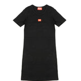 Diesel Kids Abito Nero a Costine con Dettaglio Logo per Bambine