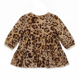 Blumarine Kids Abito Maculato Beige con Logo Strass Rosa per Neonate