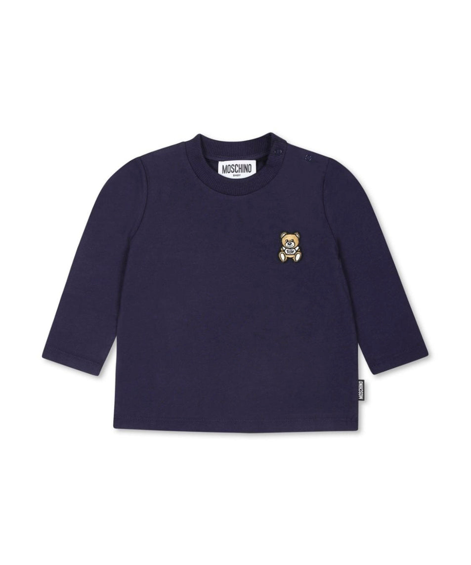 Moschino Kids T-shirt Blu Maniche Lunghe per Neonati