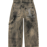 ART SUPER MONEY Kids Jeans Straight Distressed Lavaggio Nero per Bambini