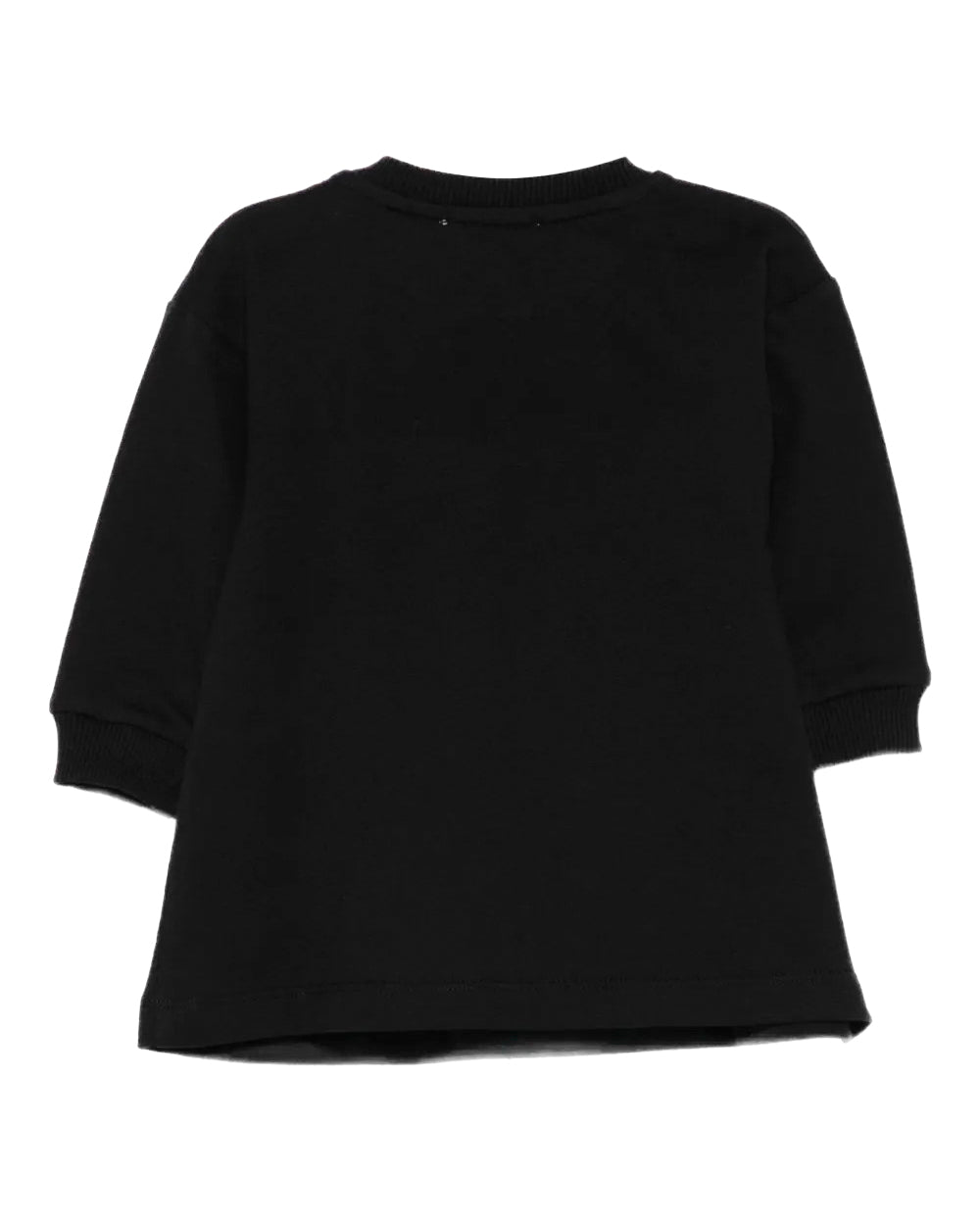 Moschino Kids Abito in Felpa Nera con Logo per Neonate