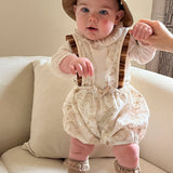 Cocò et Mamà Maia Baby Beige Romper for Newborns