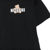 Moschino Kids Abito Nero con Gonna Rouches e Logo Teddy Bear per Bambine