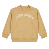 Palm Angels Kids Felpa Beige con Logo Lettering per Neonati