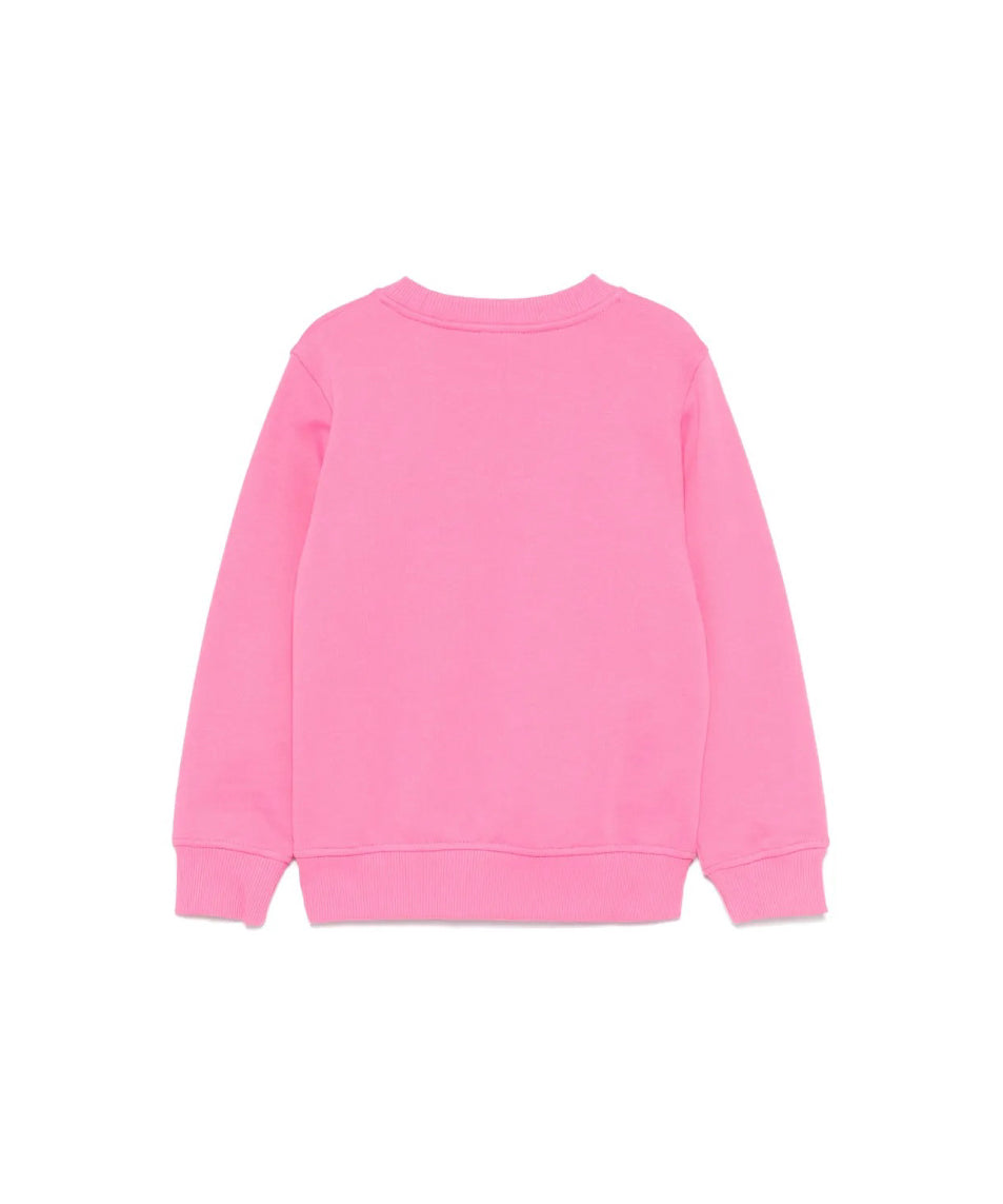 Moschino Kids Felpa Girocollo Fucsia con Stampa per Bambini
