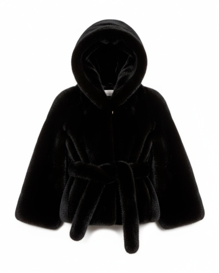 Yes London Kids Ecovisone Nero con Cappuccio per Bambine