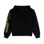 Moschino Kids Felpa Nera con Cappuccio e Stampa per Bambini (retro)