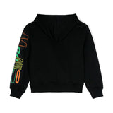 Moschino Kids Felpa Nera con Cappuccio e Stampa per Bambini (retro)