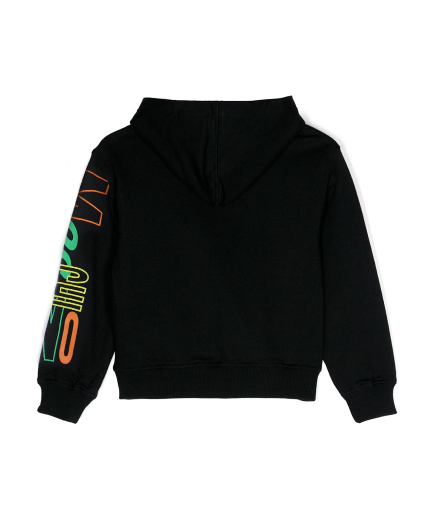 Moschino Kids Felpa Nera con Cappuccio e Stampa per Bambini (retro)