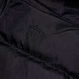 Diesel Kids Giubbino Smanicato Lungo Nero con Cappuccio e Logo Oval per Bambine