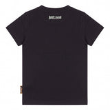 Just Cavalli Kids T-Shirt Nero con Logo Strass Rosa per Bambine
