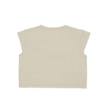 T-shirt Dsquared2 Kids t-shirt Beige Smanicata Cropped con Logo a Contrasto per Bambine