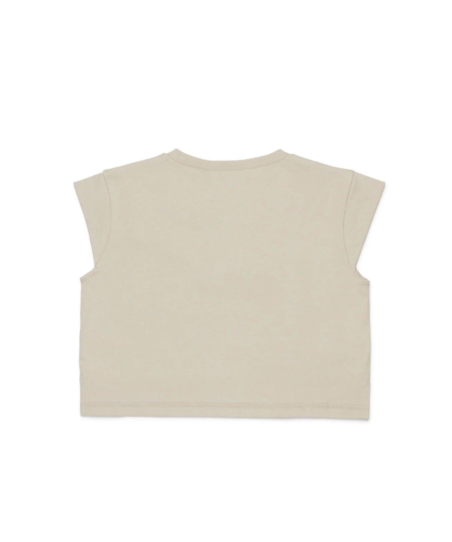 T-shirt Dsquared2 Kids t-shirt Beige Smanicata Cropped con Logo a Contrasto per Bambine