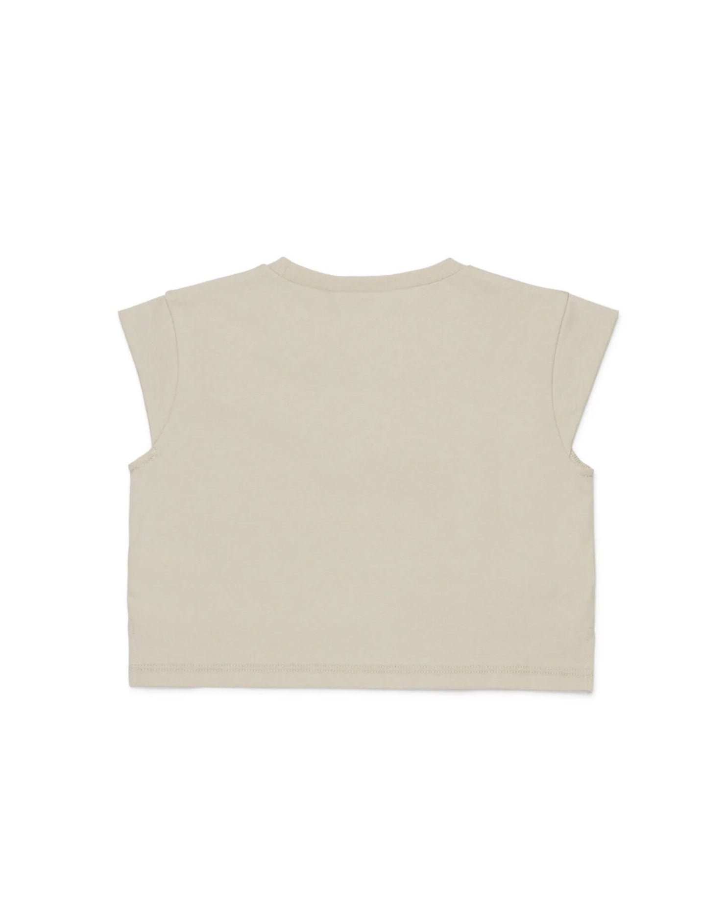 T-shirt Dsquared2 Kids t-shirt Beige Smanicata Cropped con Logo a Contrasto per Bambine