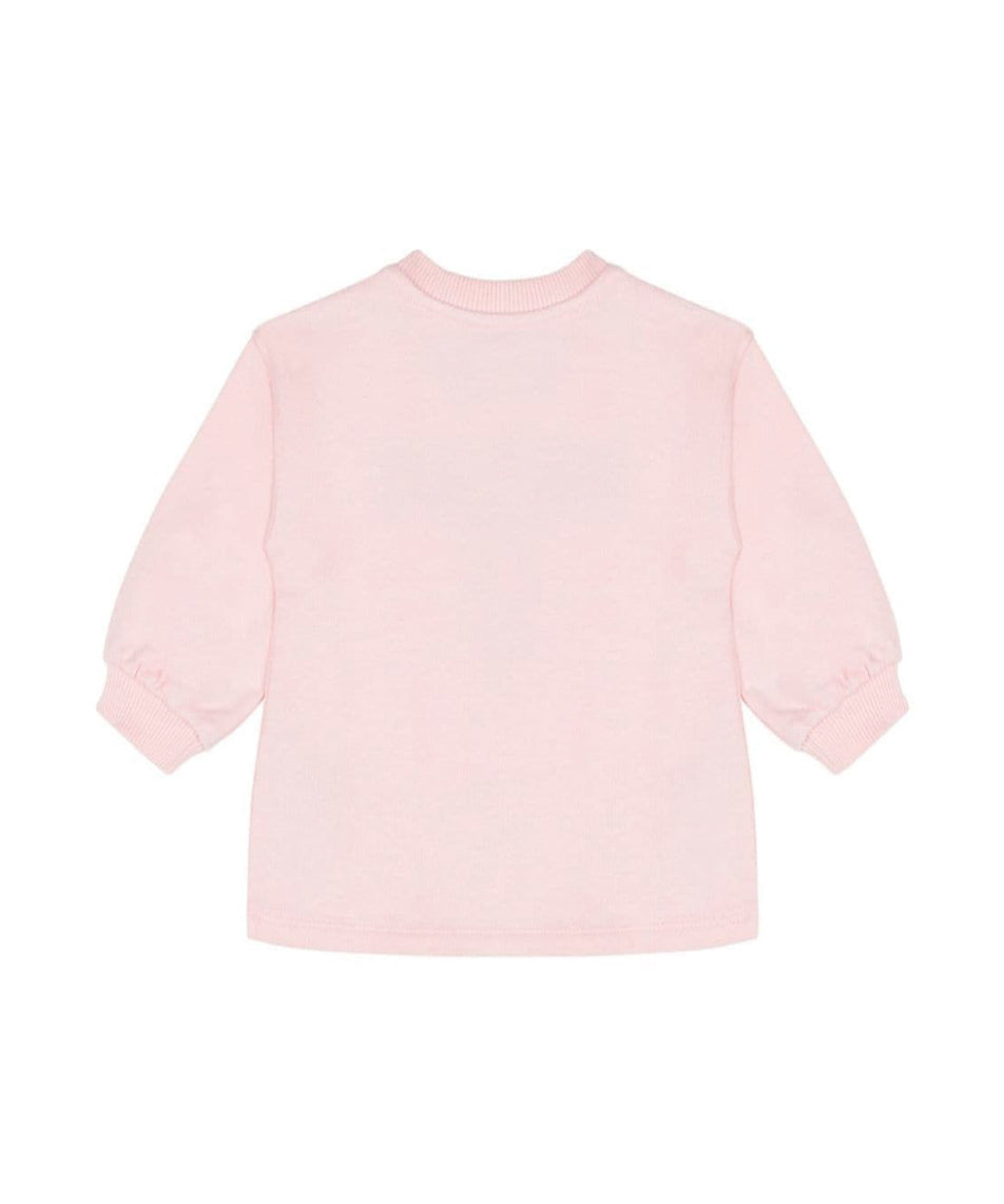 Moschino Kids Abito Lunghe Maniche Rosa con Stampa per Neonate (retro)