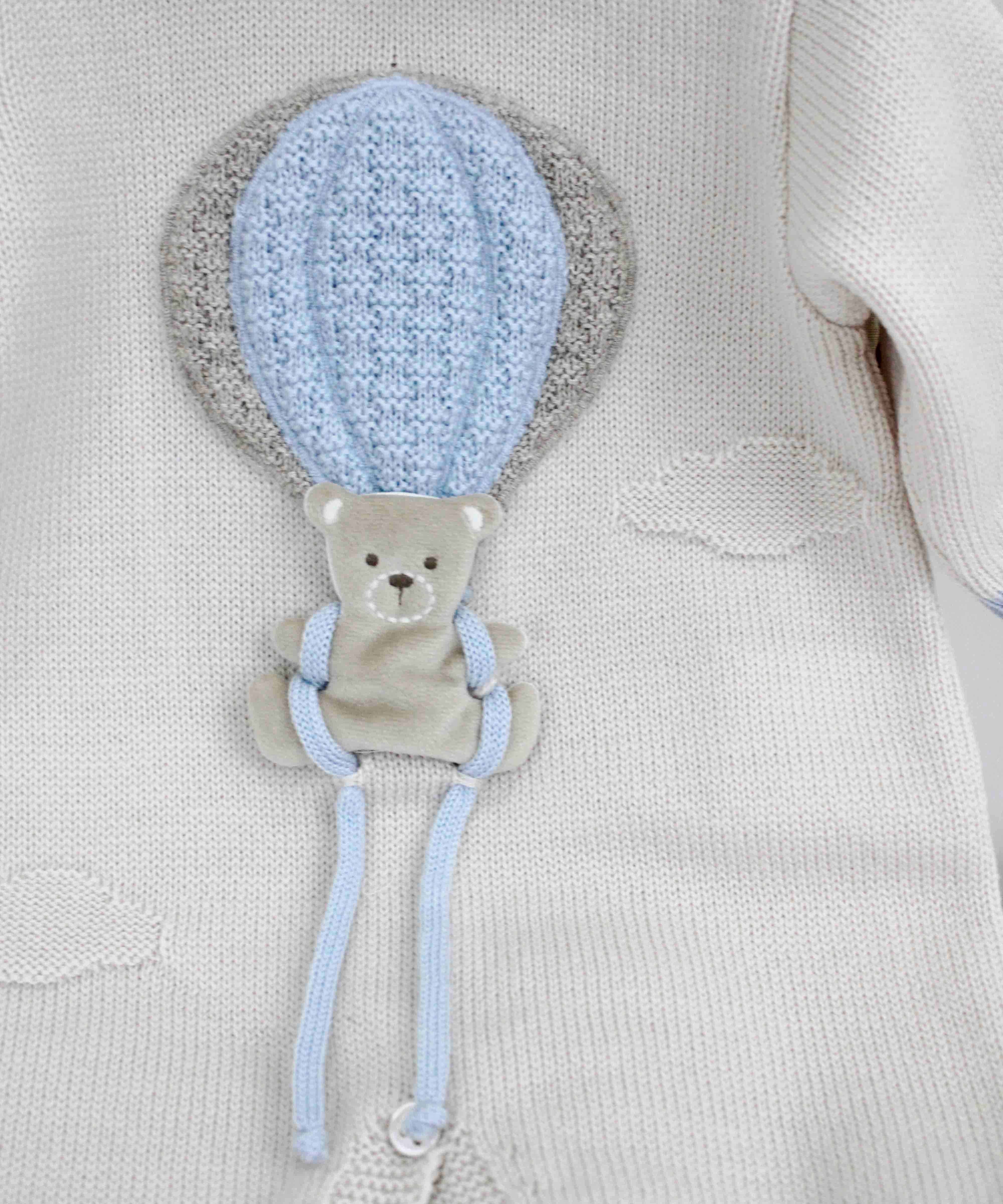 Marlù Tutina Celeste/Beige con Ricamo per Neonati (dettaglio)