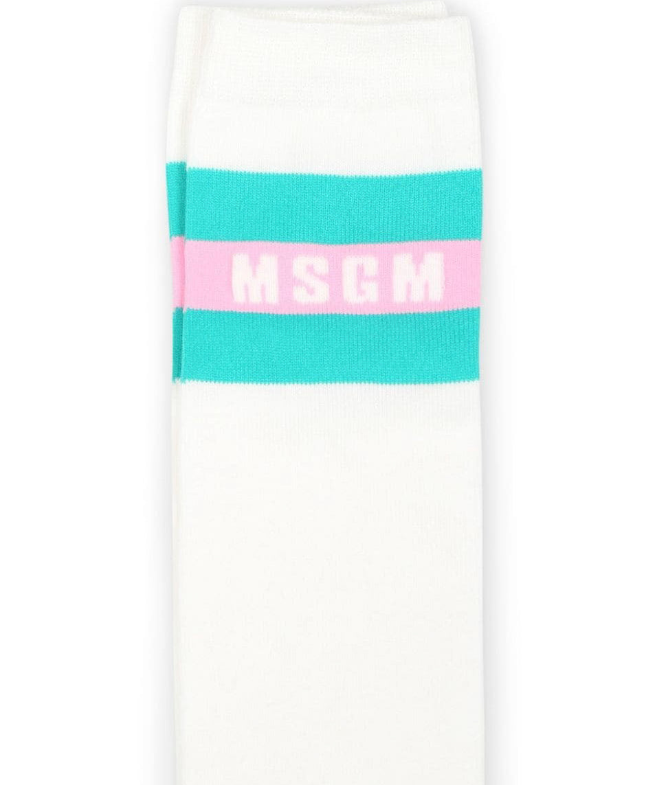 MSGM Kids Calzino Crema con Logo per Bambini (retro)