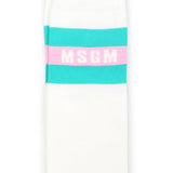 MSGM Kids Calzino Crema con Logo per Bambini (retro)