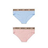 N21 Kids Slip Bipack Pesca/Celeste per Bambine