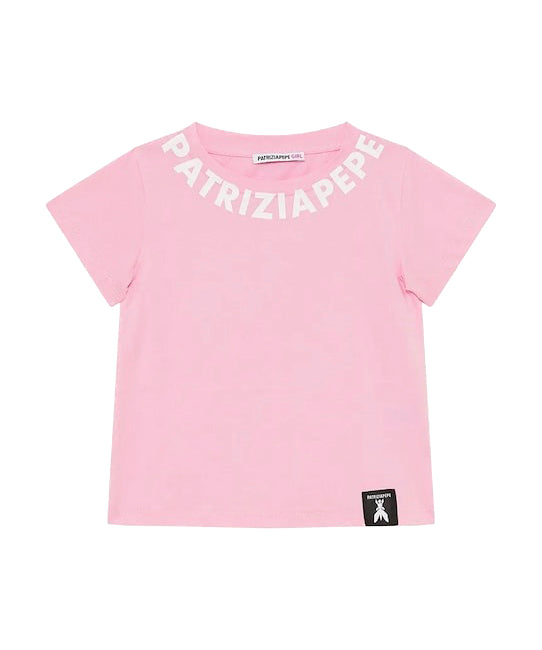 Patrizia Pepe T-Shirt Rosa con Logo per Bambine