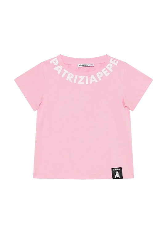 Patrizia Pepe T-Shirt Rosa con Logo per Bambine