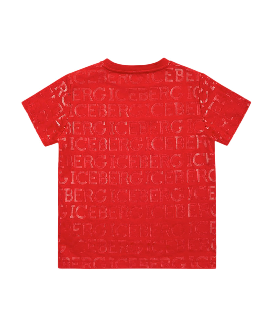 Iceberg Kids T-Shirt Rossa Con Stampa All-over per Bambini