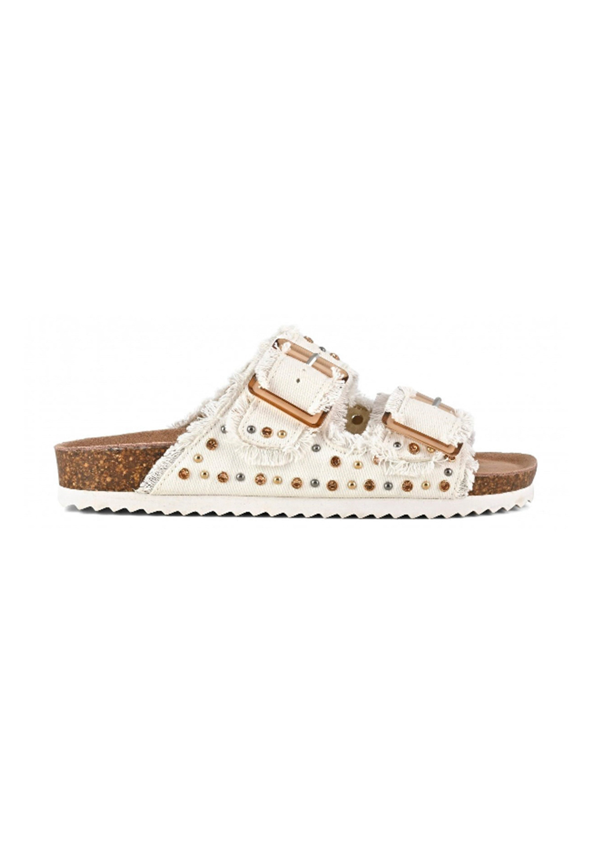 Colors of California Sandalo Doppia Fascia Bianco con Strass per Bambine