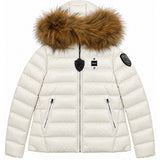 BLAUER Kids Piumino Bianco con Cappuccio in Pelliccia per Bambine