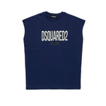 Dsquared2 Kids T-Shirt Smanicata Blu con Logo per Bambini