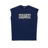 Dsquared2 Kids T-Shirt Smanicata Blu con Logo per Bambini
