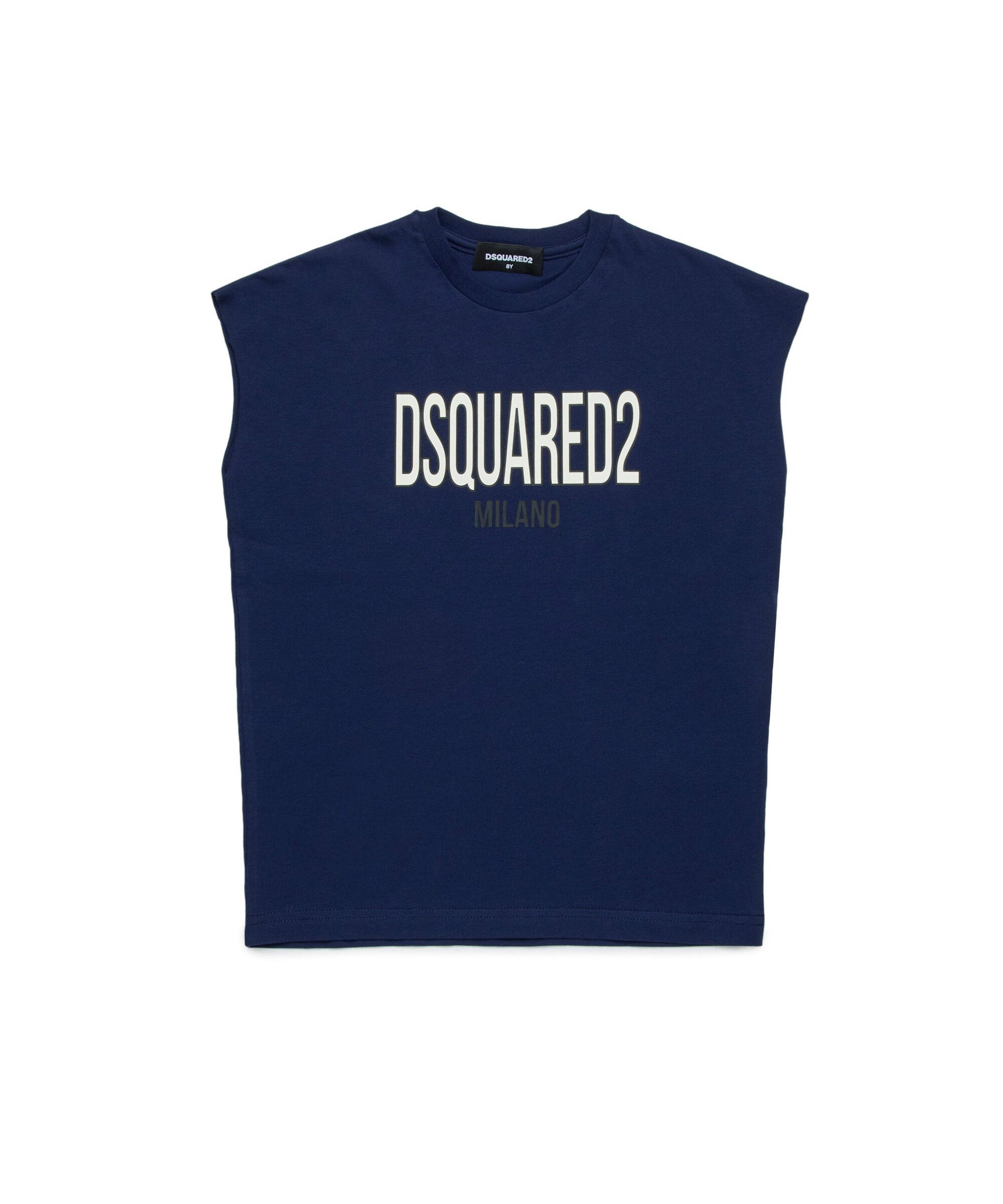 Dsquared2 Kids T-Shirt Smanicata Blu con Logo per Bambini
