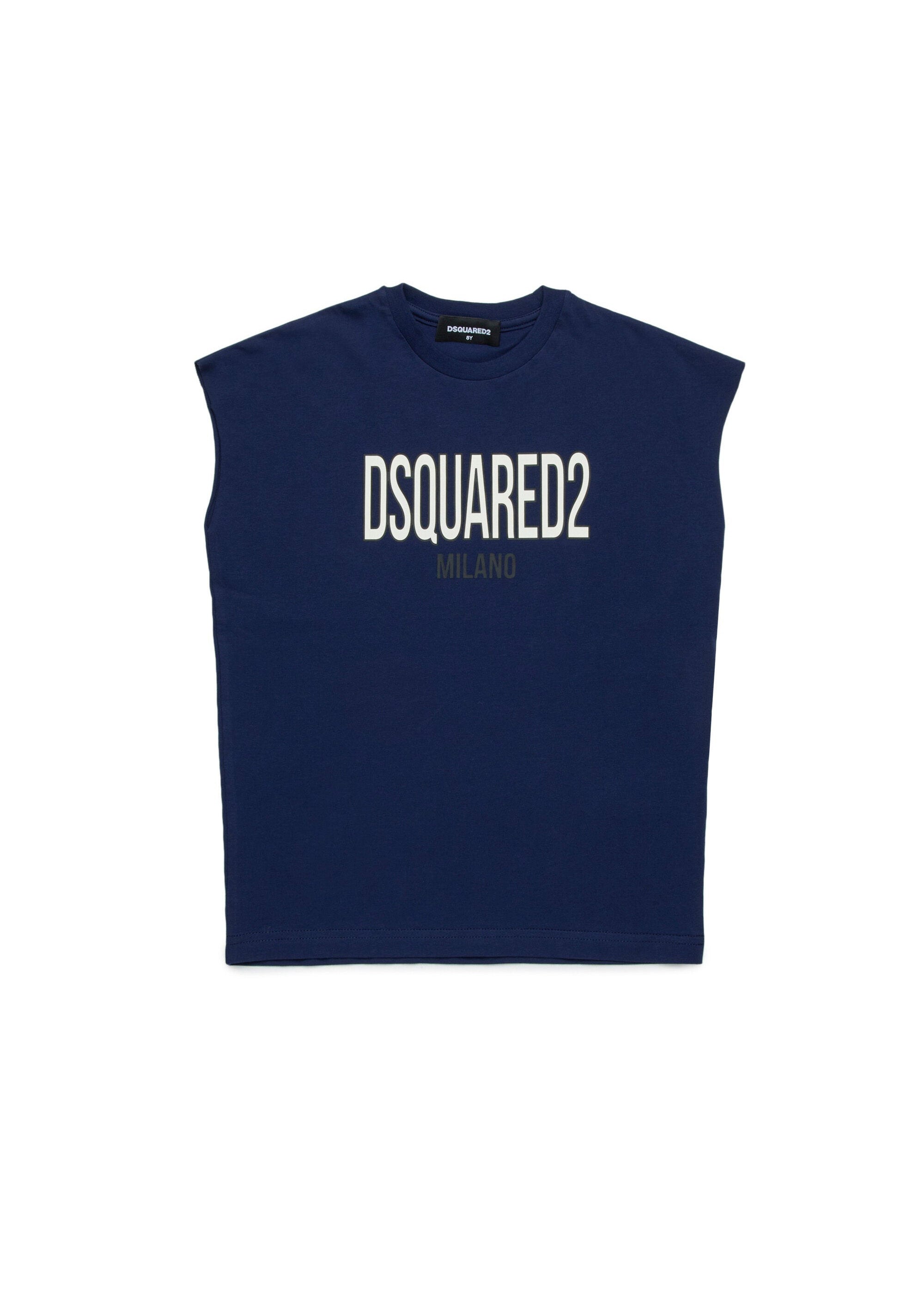 Dsquared2 Kids T-Shirt Smanicata Blu con Logo per Bambini