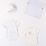 Minibanda Body Bianco e Tortora con Cappellino e PortaBody per Neonati