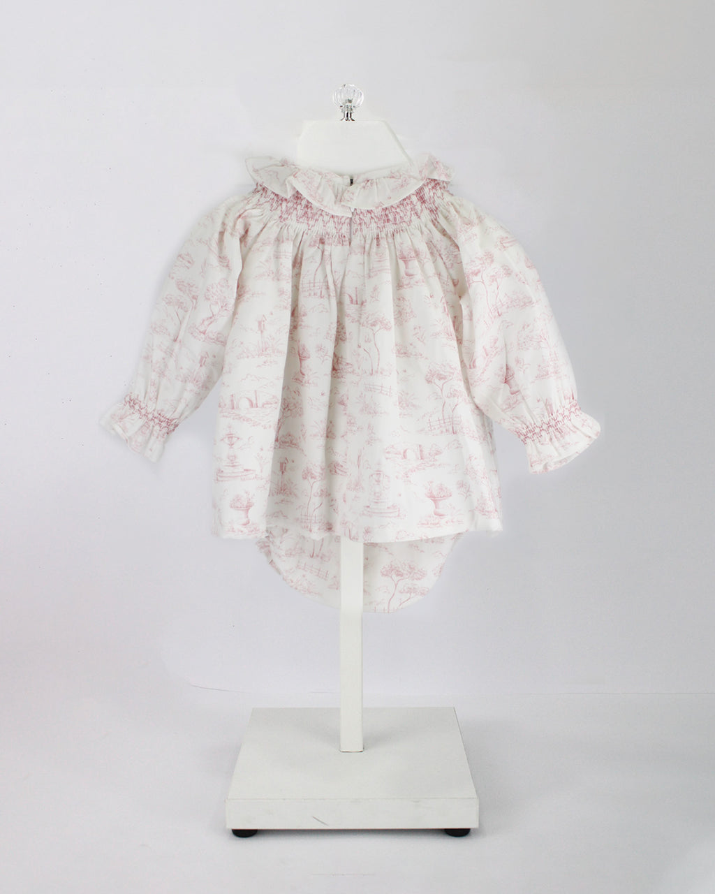Deolinda Abito con Culotta con Bianco con Fantasia Rosa per Neonate