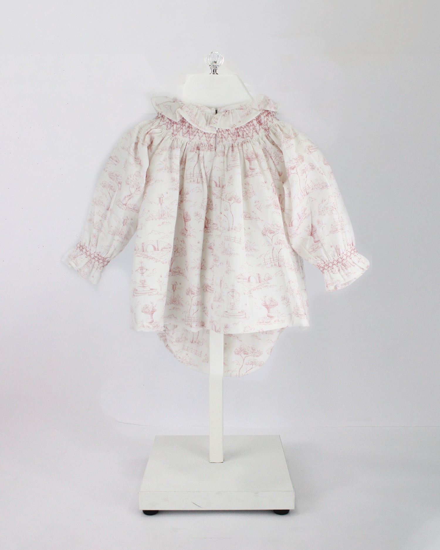 Deolinda Abito con Culotta con Bianco con Fantasia Rosa per Neonate