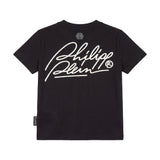 Philipp Plein Kids T-Shirt Nera in Cotone con Teddy Bear di Strass Unisex per Bambini