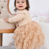 Angel's Face Abito Sabbia con Tulle per Neonate