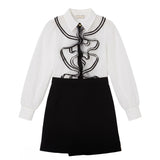 Elisabetta Franchi La Mia Bambina Abito Avorio e Nero con Logo per Bambine