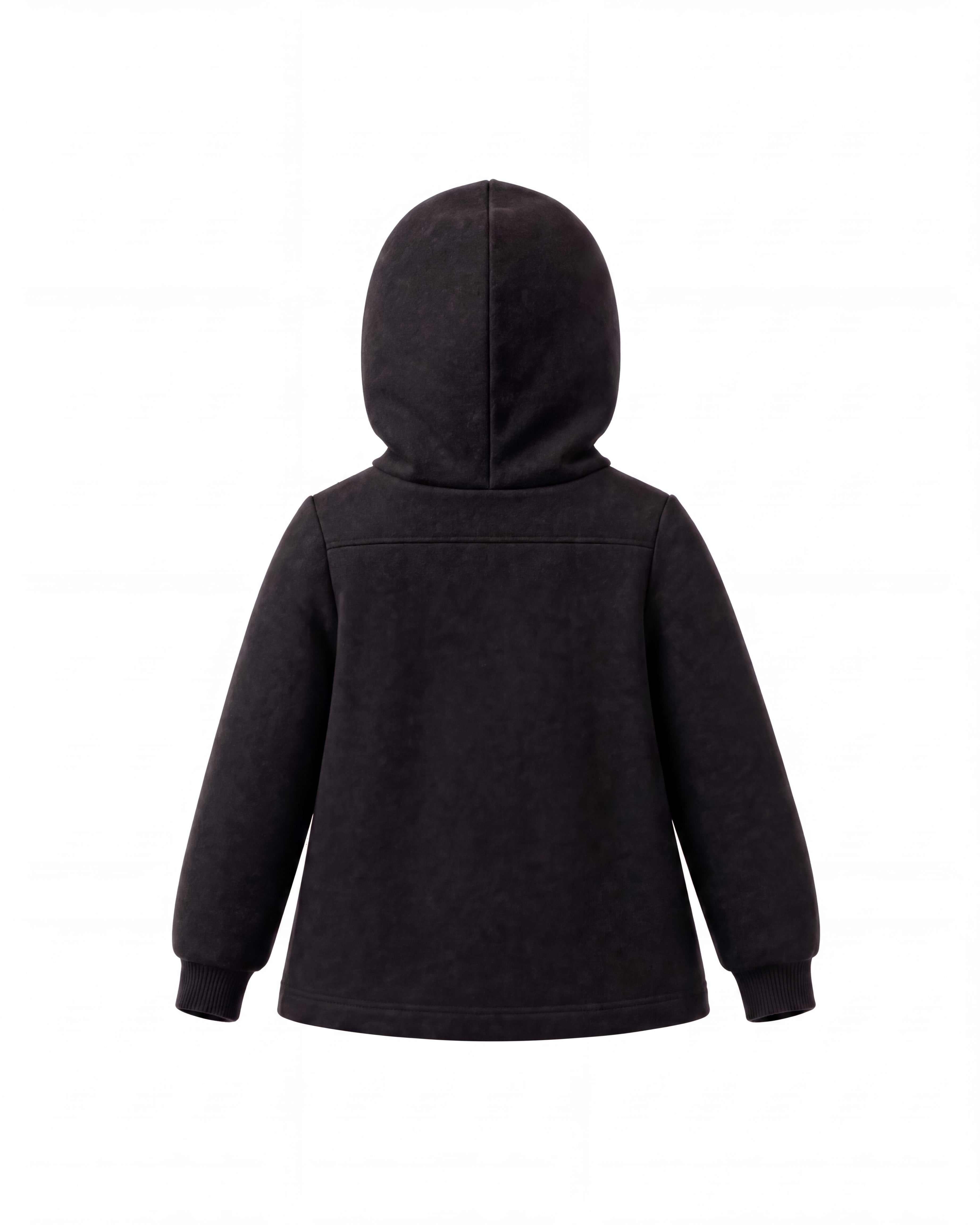 Elisabetta Franchi La Mia Bambina Abito in Felpa Nera con Cappuccio in Cotone, Maxi Logo Gommato Tono su Tono, Tasca a Marsupio e Polsini a Costine per Neonate