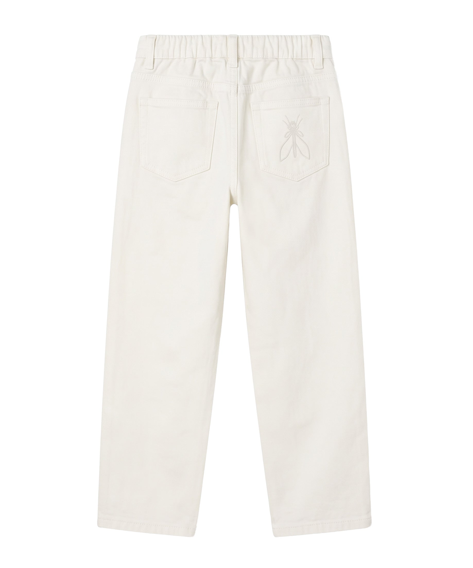 Patrizia Pepe Kids Pantalone in Denim Bianco con Logo sul Retro per Bambine