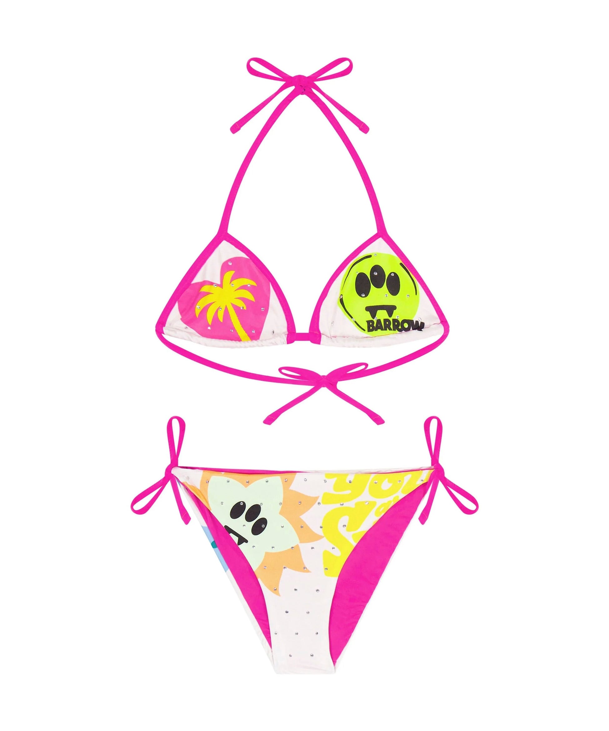 Barrow Kids Costume Bikini Crema/Fucsia con Stampa per Bambine