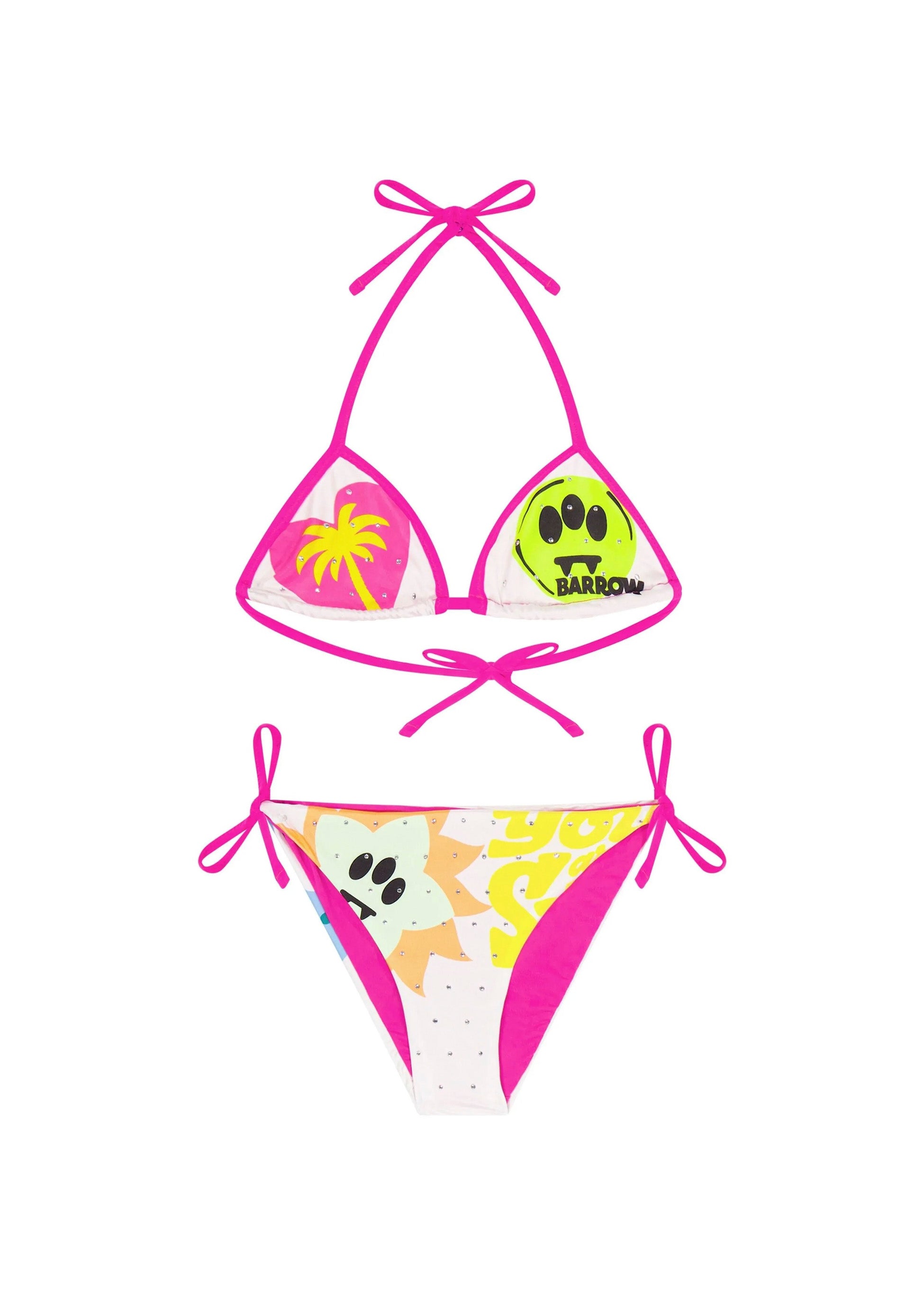 Barrow Kids Costume Bikini Crema/Fucsia con Stampa per Bambine