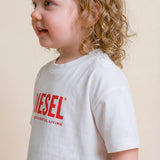 Diesel Kids White Printed Logo Dress for Baby Girls